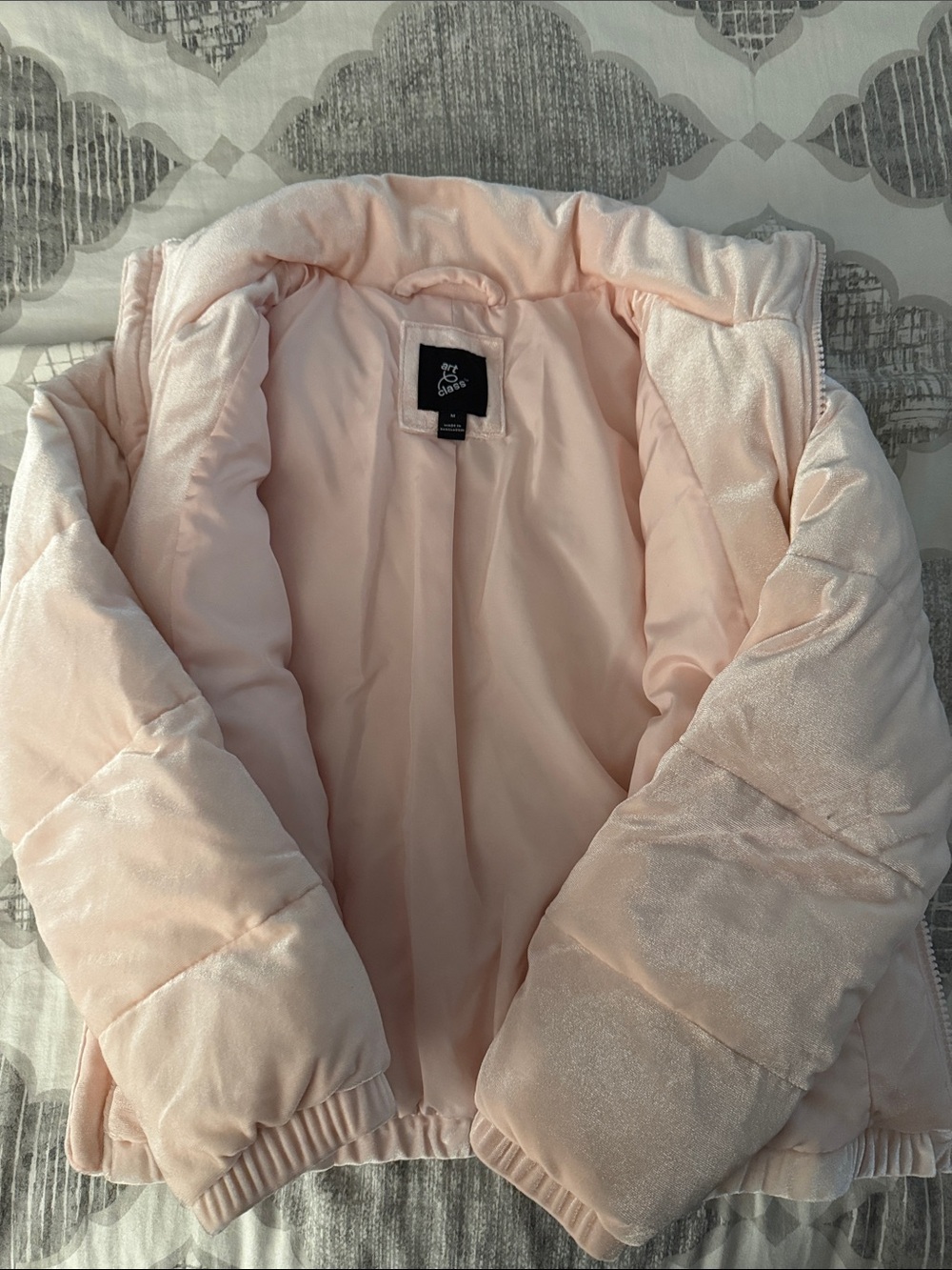 art class Light Pink Velvet Puff Jacket